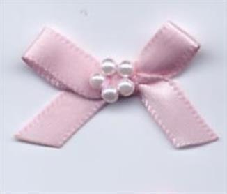 BOWS WITH PEARLS BABY PINK