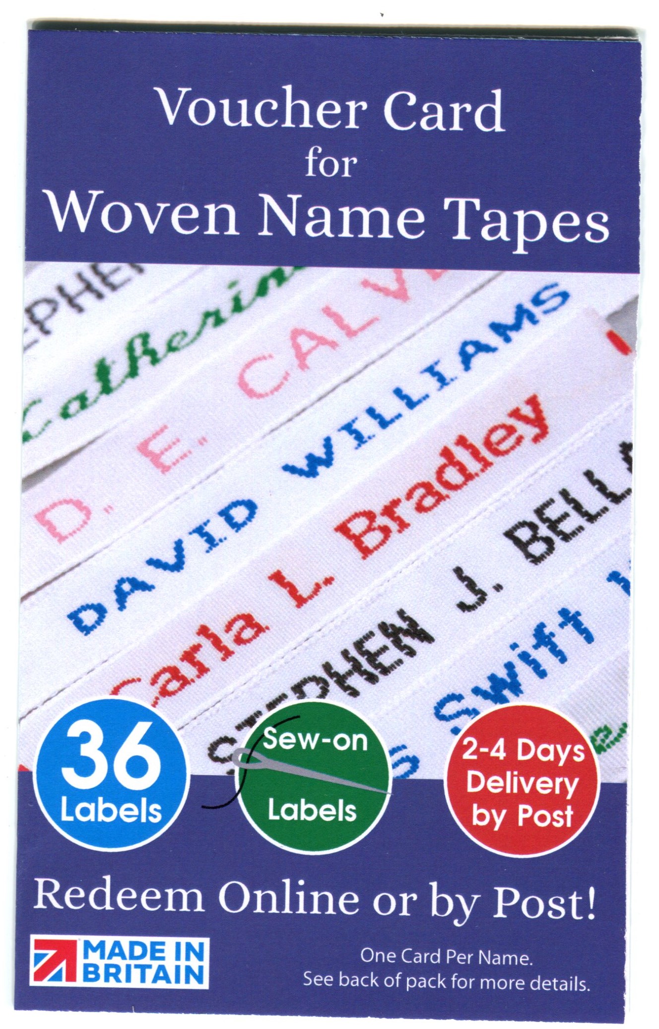 SEW-ON WOVEN NAME TAPE 36 LABELS 1 CARD NTSH/36