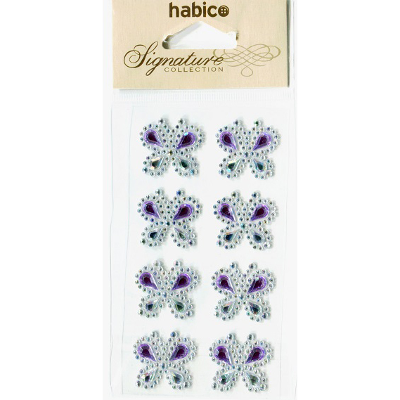 SELF-ADHESIVE BUTTERFLY GEMS (8PCS) LILAC
