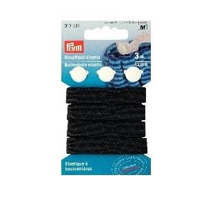 B.HOLE ELASTIC WITH 3 BUTTONS 12MM BLACK 917511