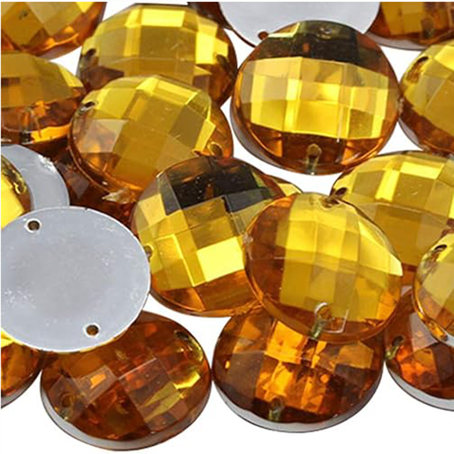 ROUND JEWEL 16MM GOLD 100PK
