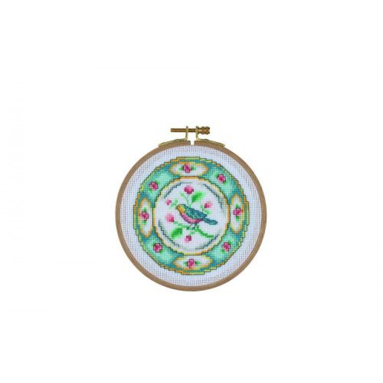 HOOP CROSS STITCH BIRD PLATE (ACS04)