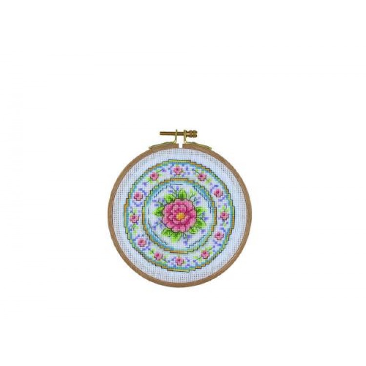 HOOP CROSS STITCH FLORAL PLATE (ACS05)