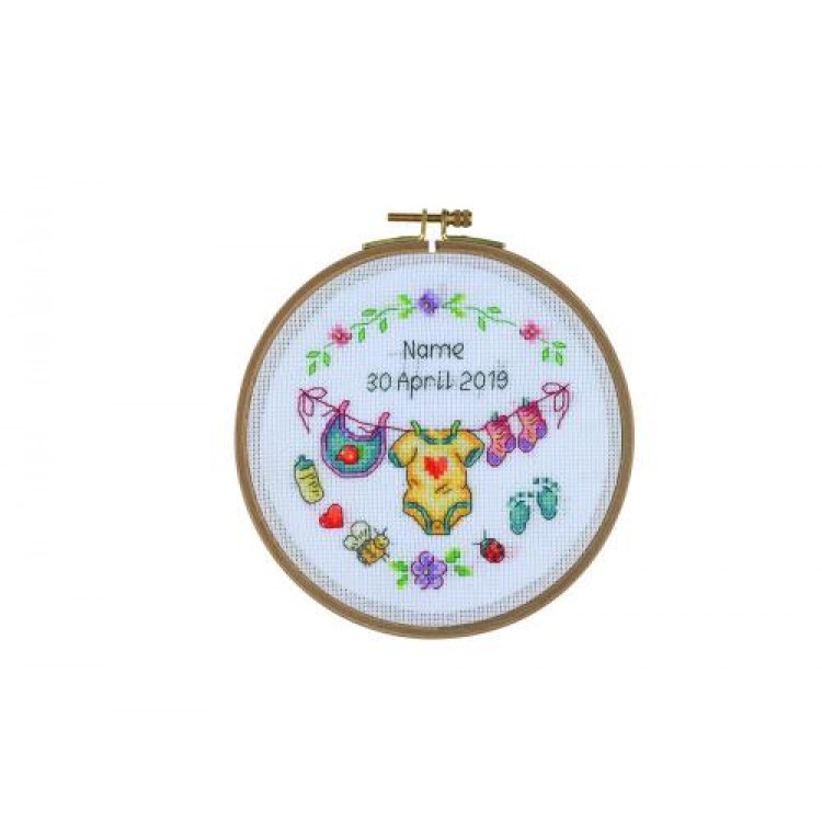 HOOP CROSS STITCH  BIRTH SAMPLER (BCS02)