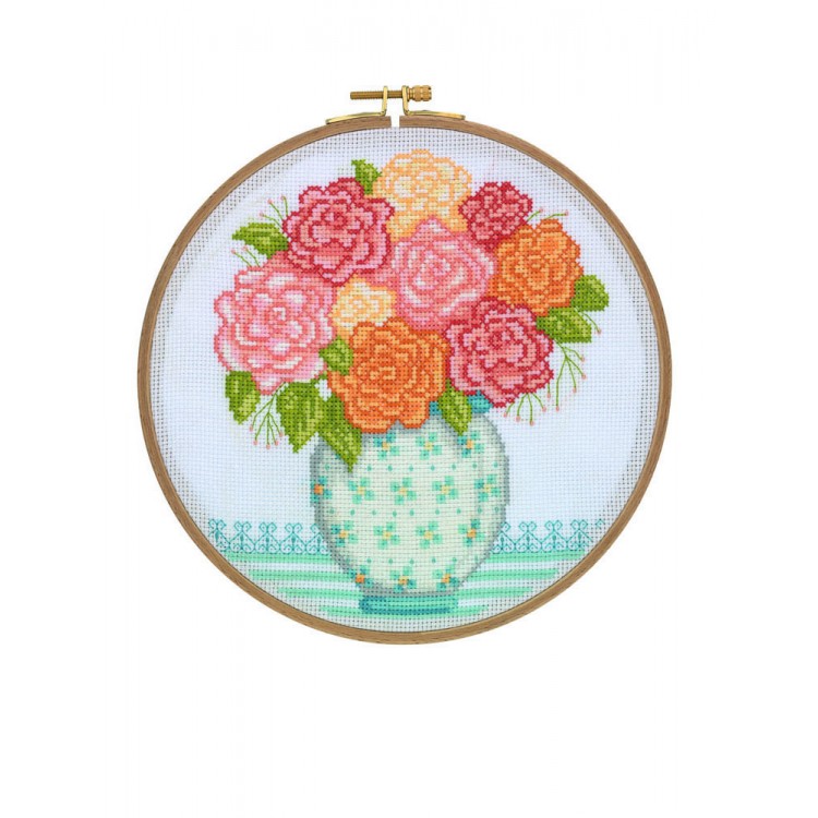 HOOP CROSS STITCH GRANDMAS FLOWERS (DCS04)