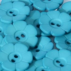 S Q&P FLOWER 6 PETAL 2 HOLE 15MM TURQ (24) 219091