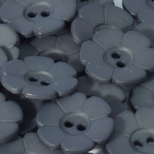 Q&P FLOWER 6 PETAL 2 HOLE 15MM GREY (24) 219092