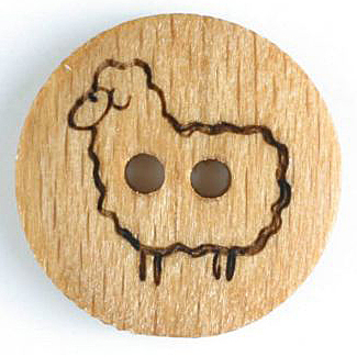 S WOODEN SHEEP 2 HOLE 18MM BROWN (20) 241179