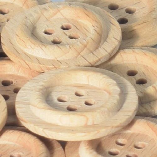 S ROUND WOODEN 4 HOLE 25MM BROWN (30) 250826