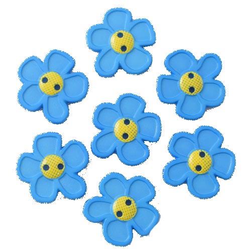S FLOWER 5 PETAL 2 HOLE 20MM BLUE (24) 280861