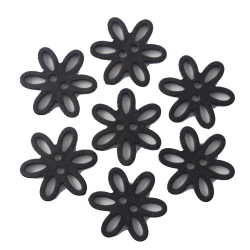 S FLOWER 6 PETAL 2 HOLE 20MM BLACK (12) 280956