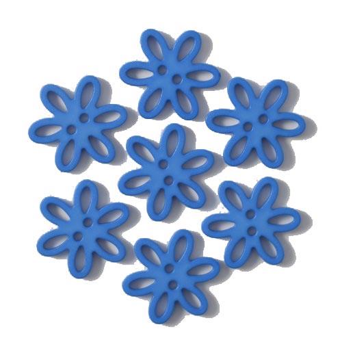 S FLOWER 6 PETAL 2 HOLE 20MM BLUE (12) 281001