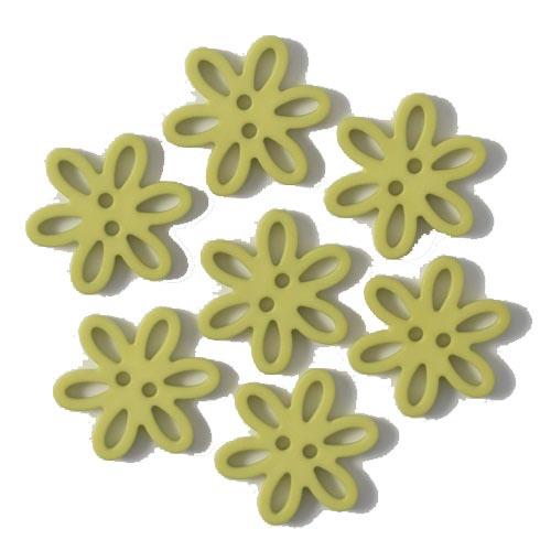 S FLOWER 6 PETAL 2 HOLE 20MM GREEN (12) 281003