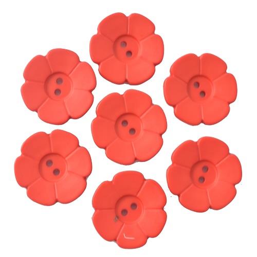 S FLOWER 6 PETAL 2 HOLE 28MM RED (12) 289096