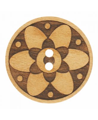 S ROUND WOOD FLORAL 2H 23MM BROWN (12) 311095