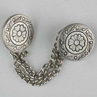 S COIN WITH CHAIN FLORAL 15MM AT. SILV (14 340101