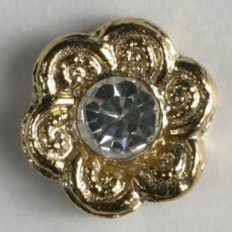 S FLOWER WITH RHINESTONES 11MM GOLD (20) 340727