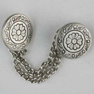 S COIN WITH CHAIN FLORAL 18MM ANT SIL (14) 360071