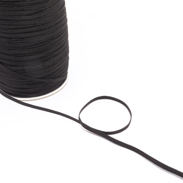 6 CORD 5MM BLACK BRAIDED ELASTIC X 300M