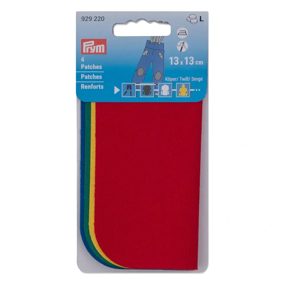 PATCHES TWILL13X13CM RED/YEL/GRE/BLUE4PC 929220