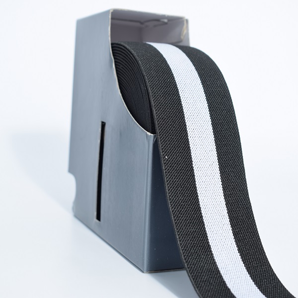 COLOUR ELASTIC 50MM STRIPED BLACK/WHITE 957461