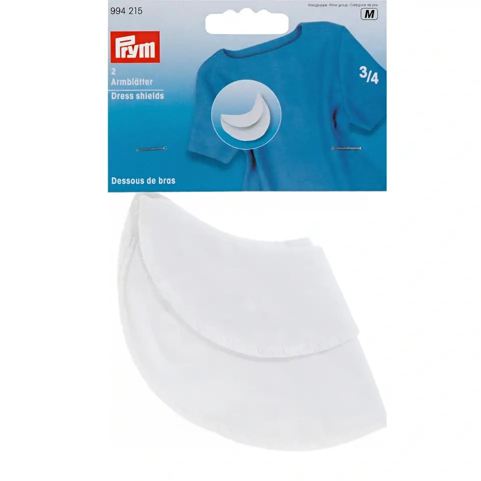 DRESS SHIELDS SIZE 3/4 WHITE 100 % COTTON 994215