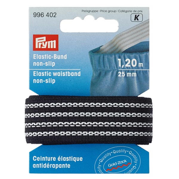 ELASTIC W/BAND NON-SLIP 25MM BLACK 996402