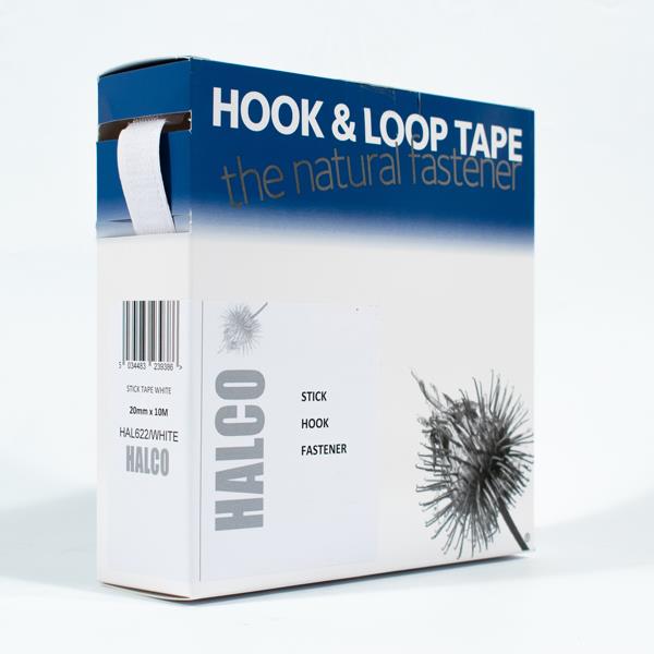 STICK ON TAPE SINGLE SIDE HOOK 20MM X 10MT WHITE