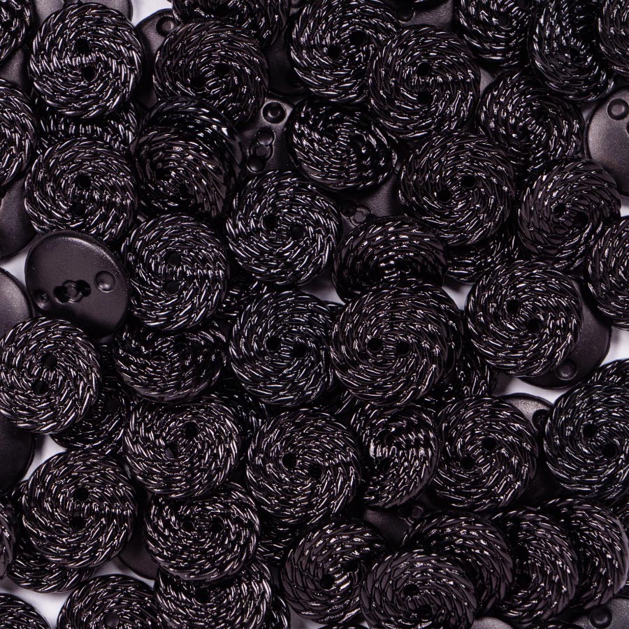 15MM 2 HOLE SWIRL  50PCS Black