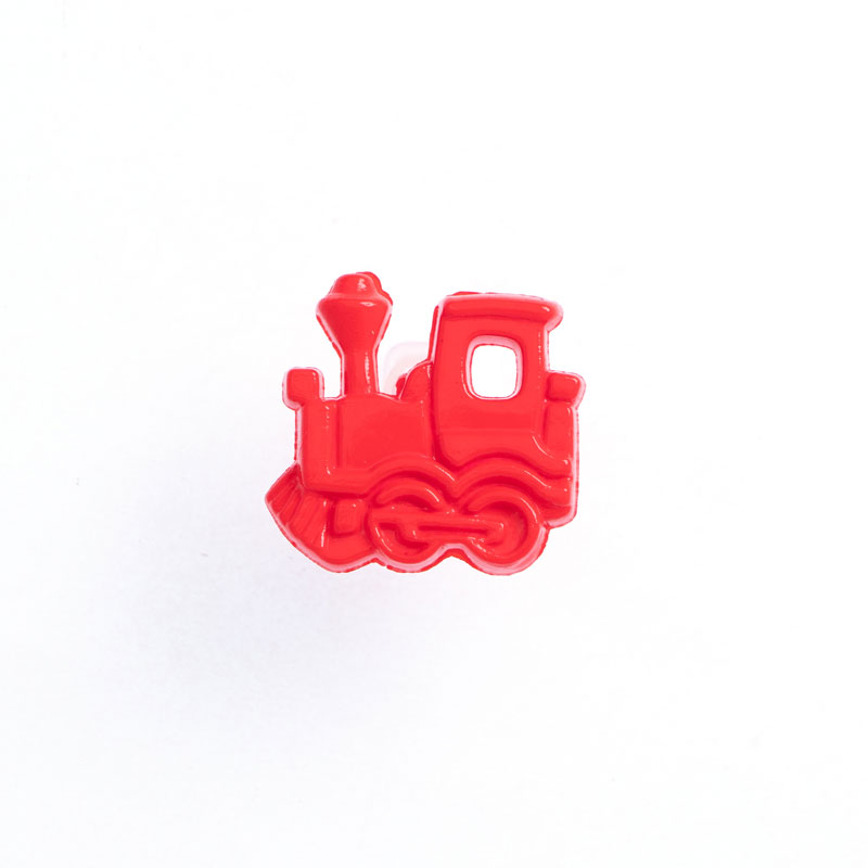 18MM TRAIN SHAPE BUTTON RED 50PCS 30