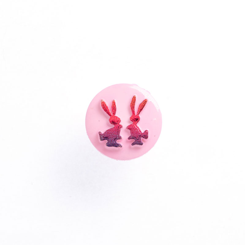 14MM RABBIT DESIGN SHANK BUTTON PINK 50PCS 5