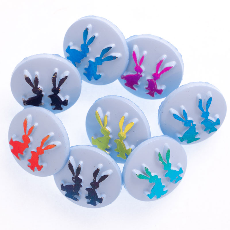 14MM RABBIT DESIGN SHANK BUTTON BLUE 50PCS