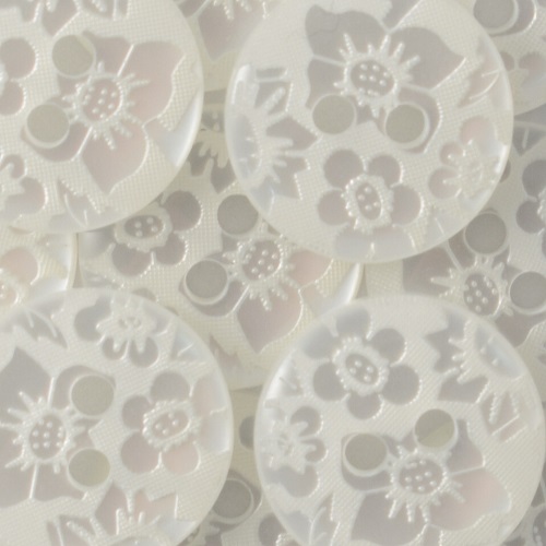 15MM 2 HOLE FLORAL WHITE 50PCS 1