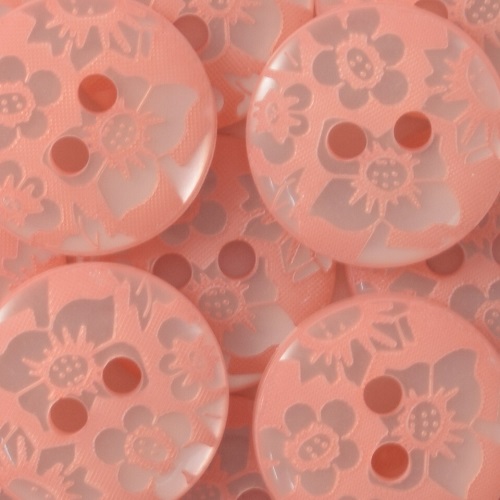 15MM 2 HOLE FLORAL PINK  50PCS 5