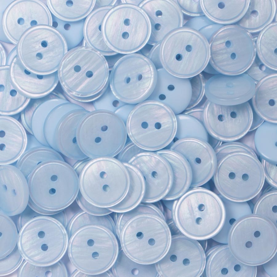 15MM 2 HOLE PEARLISED 50PCS Sky