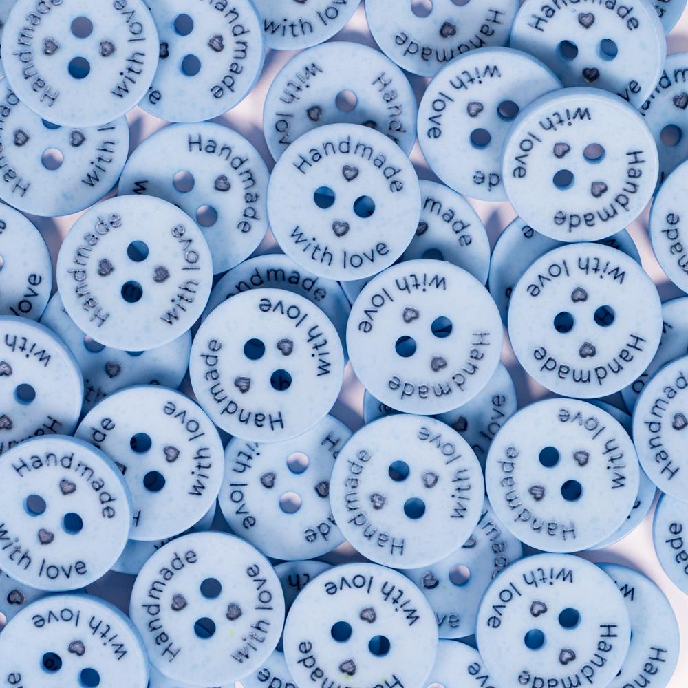 15MM 2 HOLE HANDMADE 50PCS Blue 144