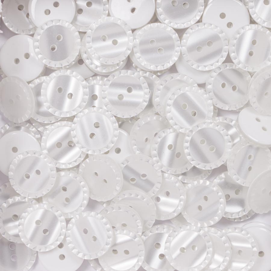 15MM 2 HOLE RING EDGE 50PCS White