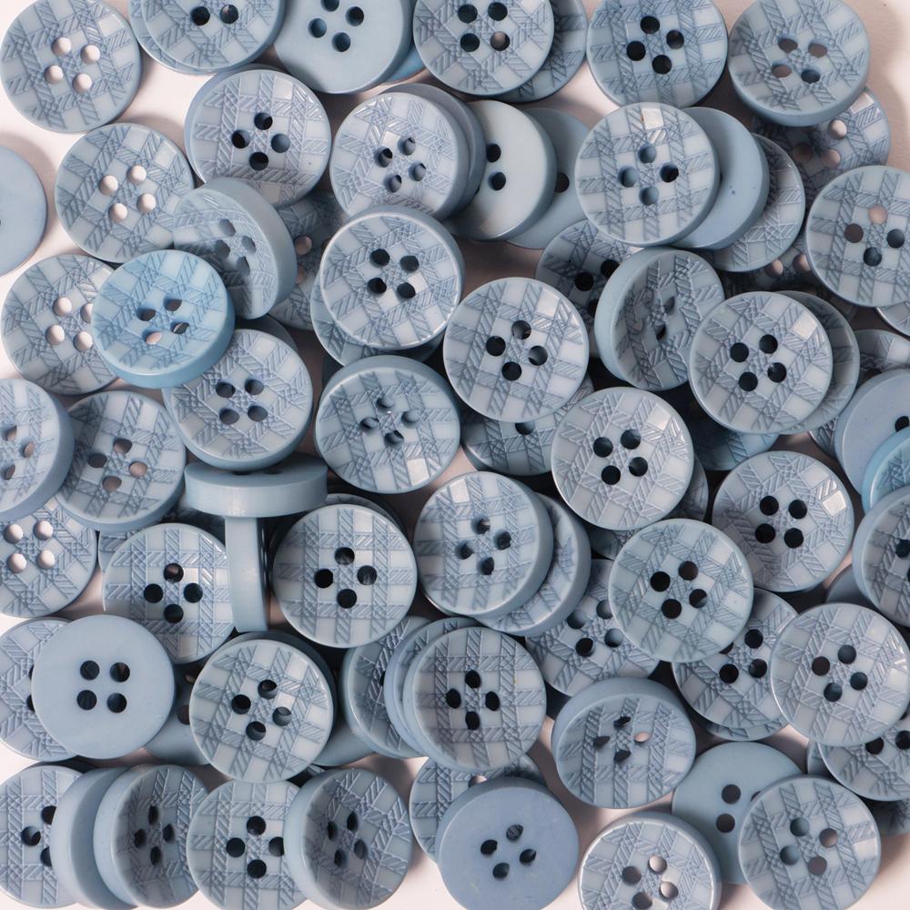 15MM 4 HOLE CHECK 50PCS Denim
