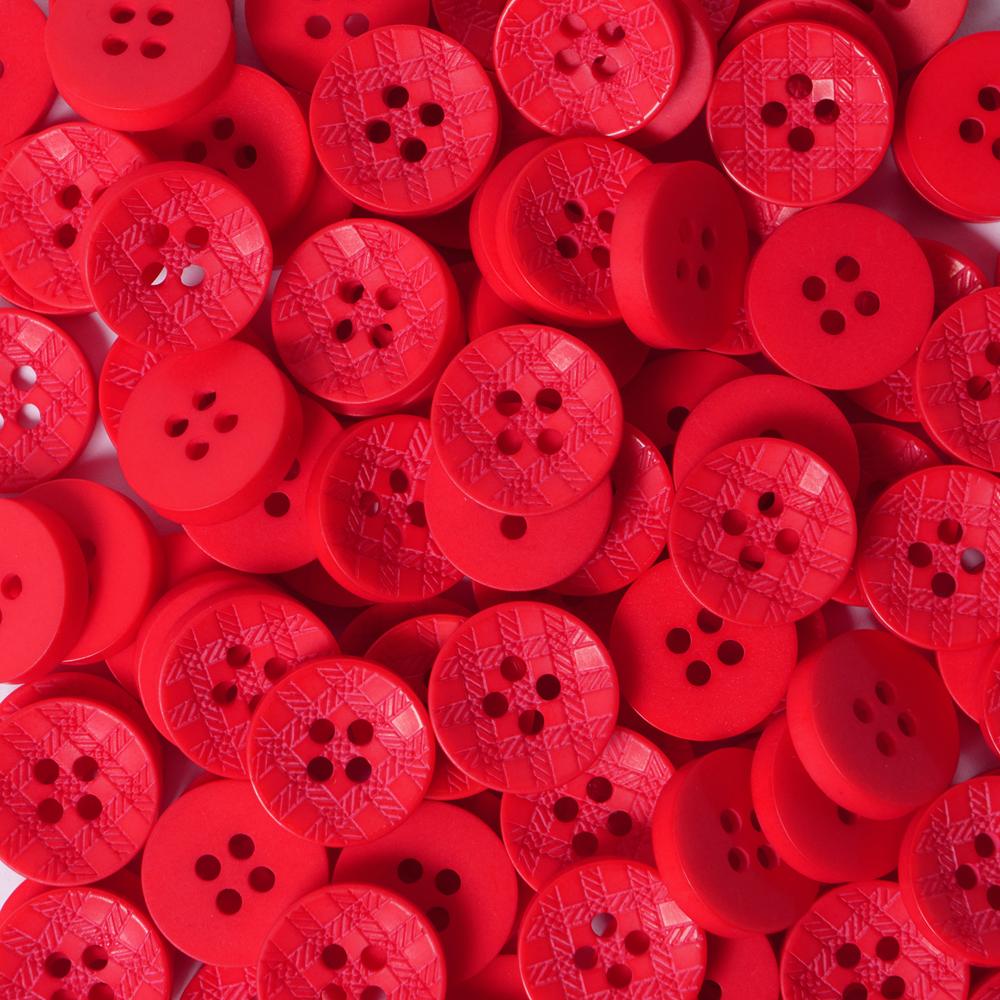 15MM 4 HOLE CHECK 50PCS Red