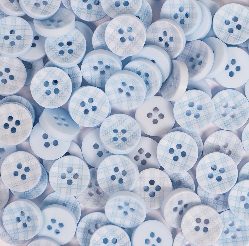 15MM 4 HOLE CHECK 50PCS Pale Blue