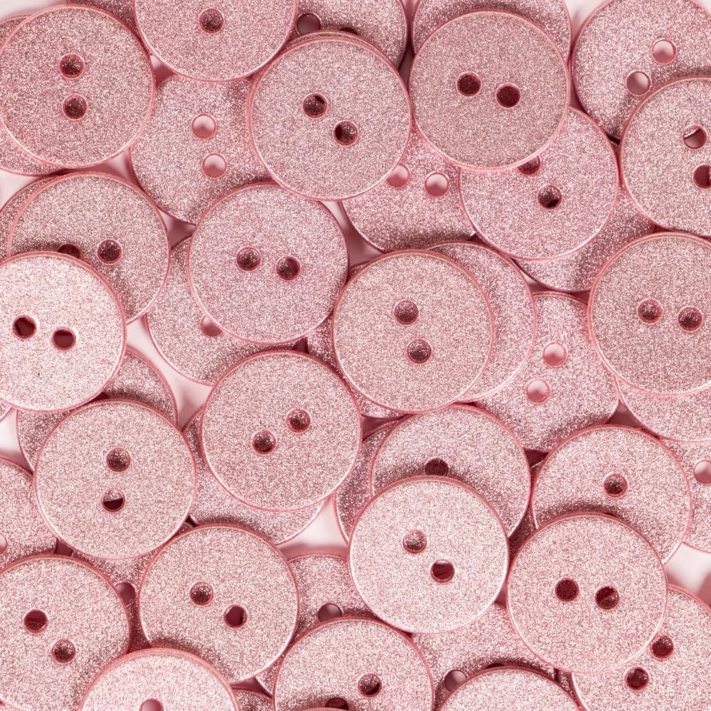15MM 2 HOLE GLITZY 50PCS Pale Pink G8