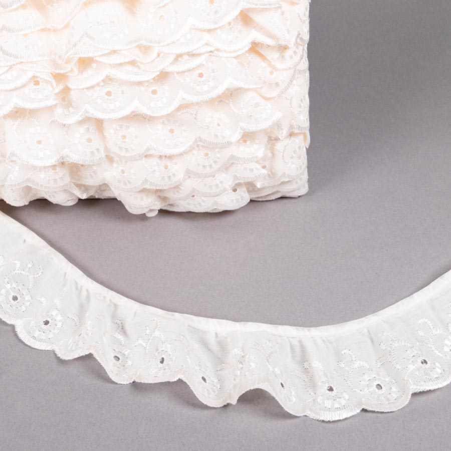 50MM FRILLED BRODERIE ANGLAIS 12.5M IVORY