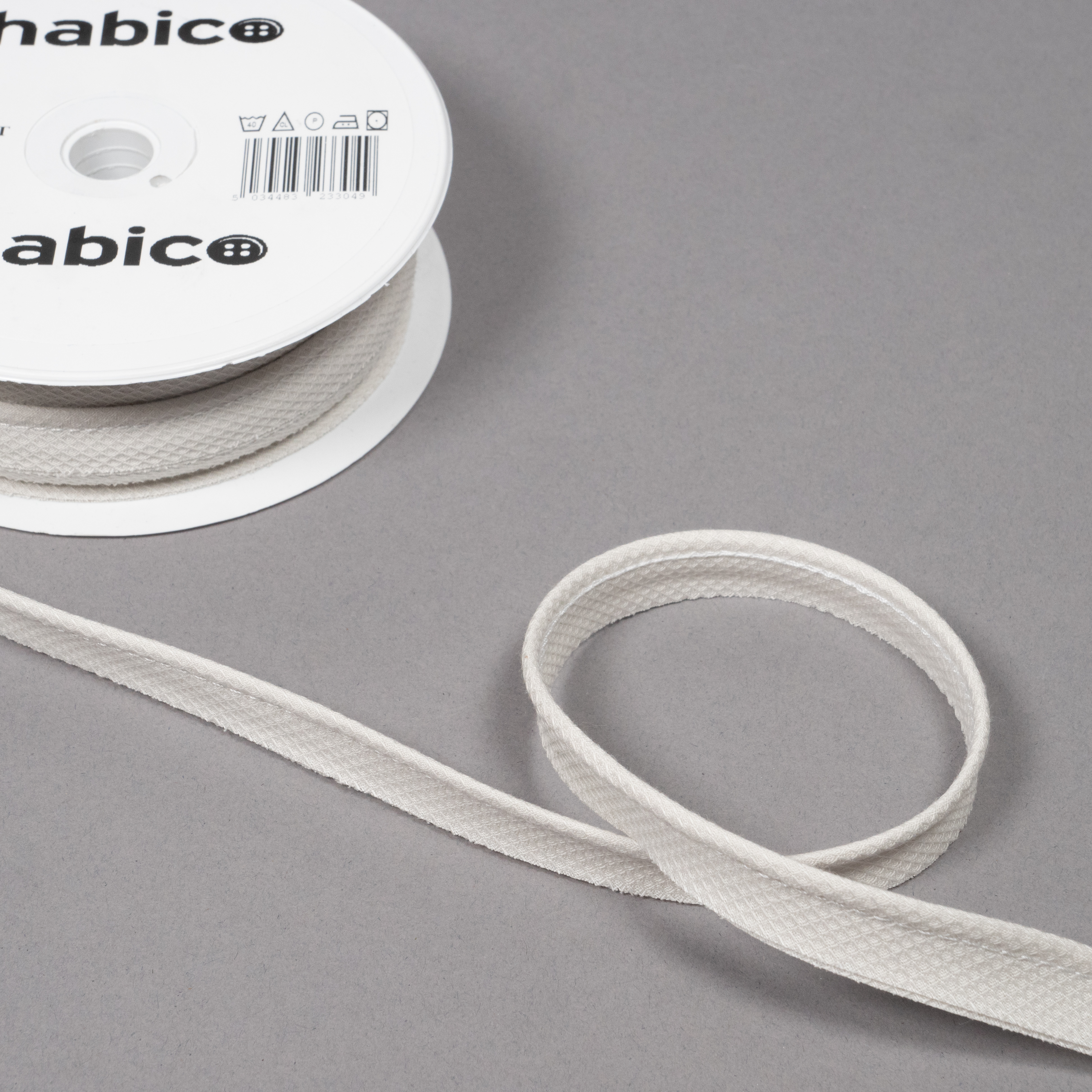 15MM 100% COTTON INSERTION PIPING - 20MTS 8901 Ecru
