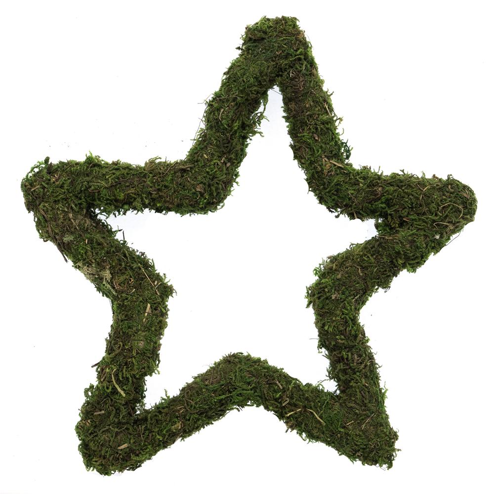 14" PADDED MOSS WREATH STAR PK OF 3