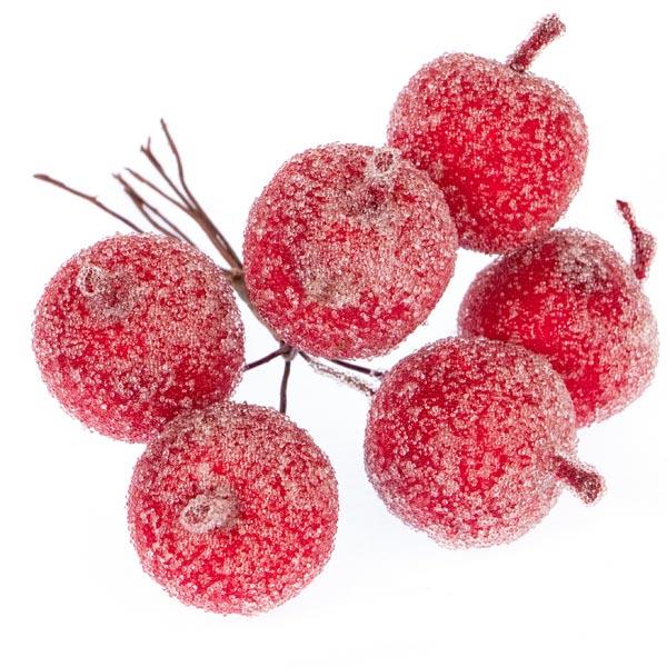 FROSTED RED APPLE PICK 30MM ( 6 HEADS)