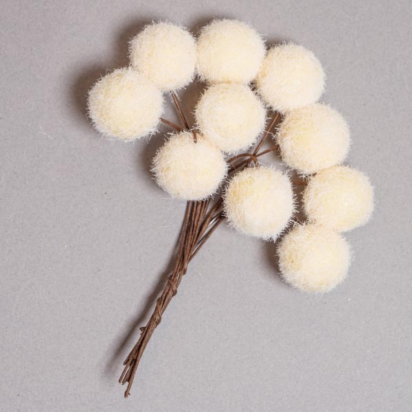 SOFT BALL PICK 1.8CM CREAM BUNCH OF 1