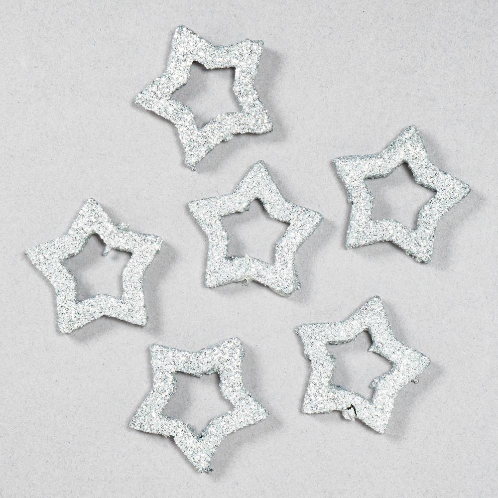 3.5CM SPARKLING OPEN STARS 6PCS