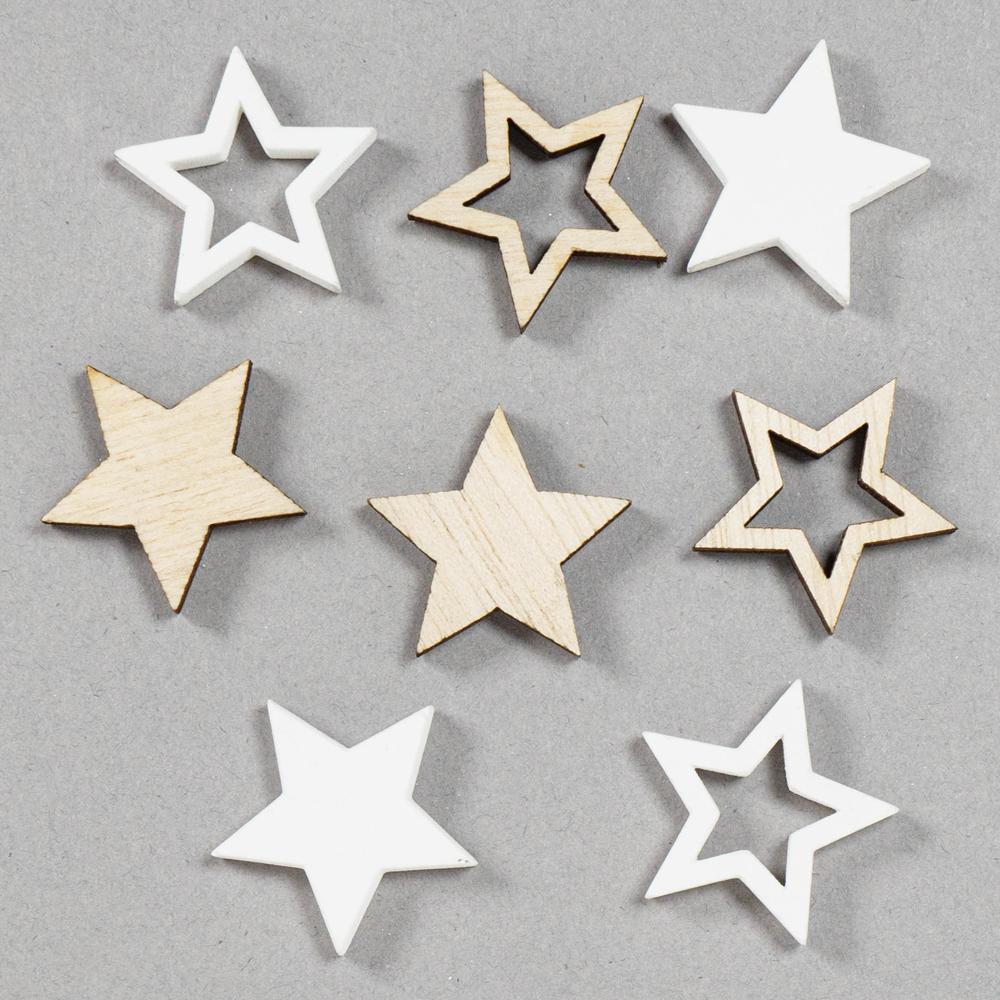SMALL WOODEN STAR - MIXED 8PCS