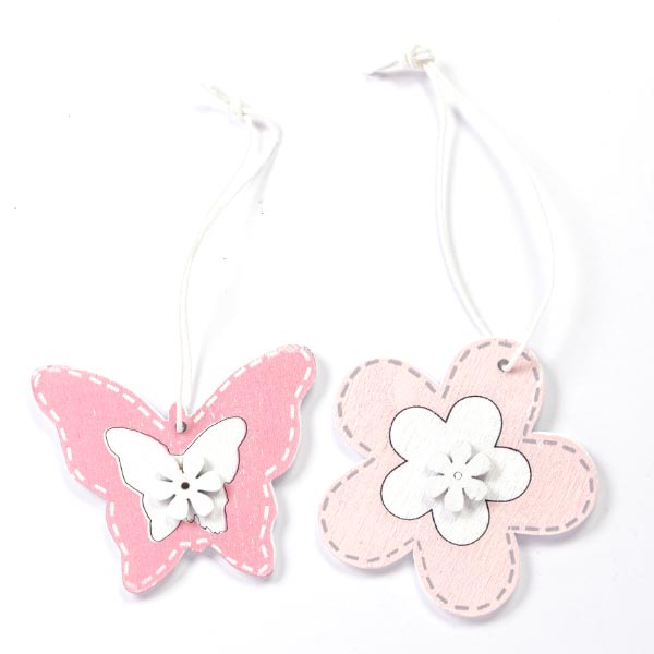 PINK/WHITE HEART/FLOWER/BUTTERFLY 2PCS