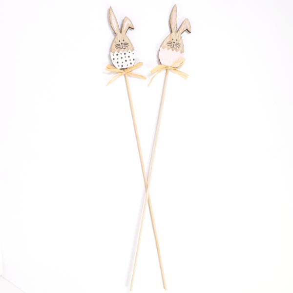 EASTER BUNNIES ON STICKS 2PCS